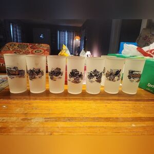 Antique Hazel Atlas Frosted Car Glasses Set of‎ 8